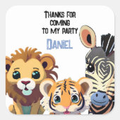 Baby Animal Safari Quadratischer Aufkleber (Vorderseite)