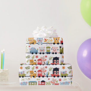 Baby Animal Train Geschenkpapier