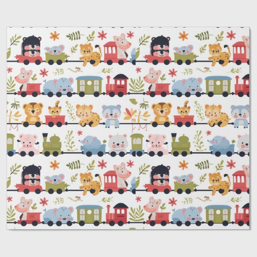 Baby Animal Train Geschenkpapier (Flach)