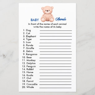 Baby Animals   Baby Boy Shoy Paper Sheet