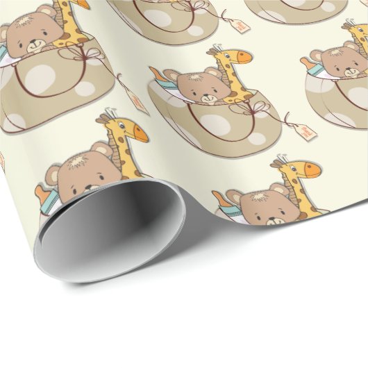 Baby Animals Baby Dusche Geschenkpapier (Rolleneckpunkt)