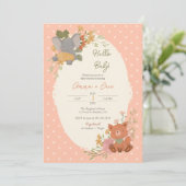 Baby Animals Baby Shower Einladung (Stehend Vorderseite)