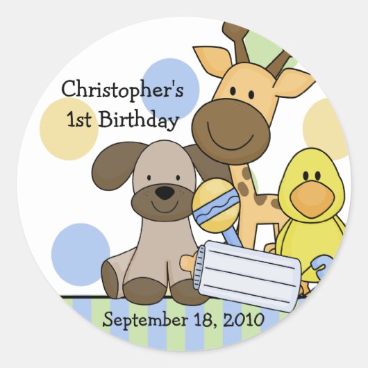 Baby Animals Babyduschenaufkleber Runder Aufkleber (Vorderseite)