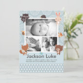 Baby Animals Boy Foto Geburtsankündigungen Ankündigung (Stehend Vorderseite)