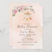 Baby Animals Carousel Peach Baby Dusche Einladung (Vorne/Hinten)