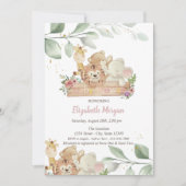 Baby Animals Forest Blätter Kinderdusche Einladung (Vorderseite)