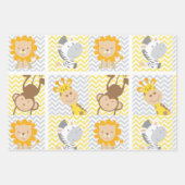 Baby Animals Giraffe, Affe, Löwe, Zebra Thema Geschenkpapier Set (Vorderseite)