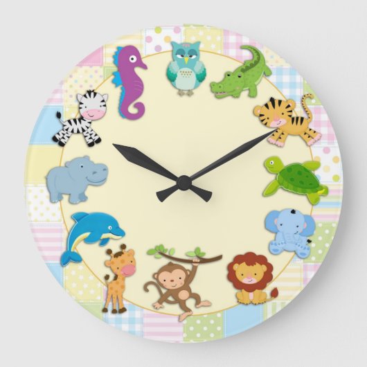 Baby Animals Große Wanduhr (Vorderseite)