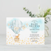 Baby Animals Hot Air Ballon Baby Boys Dusche Einladung (Stehend Vorderseite)