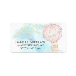 Baby Animals Hot Air Ballon Babydusche Adressaufkleber