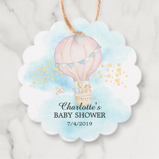 Baby Animals Hot Air Ballon Rive Gefallen Geschenk Geschenkanhänger (Rückseite)