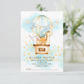 Baby Animals Hot Air Ballon Windeln Raffle Ticket Begleitkarte (Stehend Vorderseite)