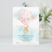 Baby Animals Hot Air Ballon Windeln Raffle Ticket Begleitkarte (Stehend Vorderseite)