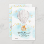 Baby Animals Hot Air Ballon Windeln Raffle Ticket Begleitkarte (Vorne/Hinten)