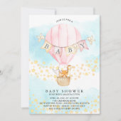 Baby Animals Hot Air Balloon Baby Boy Dusche Einladung (Vorderseite)