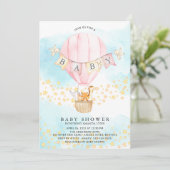Baby Animals Hot Air Balloon Baby Boy Dusche Einladung (Stehend Vorderseite)