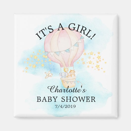 Baby Animals Hot Air Balloon Baby Dusche Gefallen Magnet (Vorne)