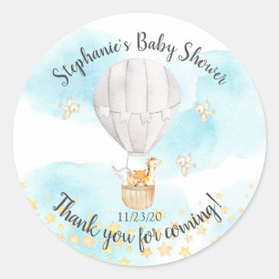 Baby Animals Hot Air Balloon Baby Duschvorteil Runder Aufkleber