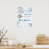 Baby Animals Hot Air Balloon Baby Shower Poster (Küche)