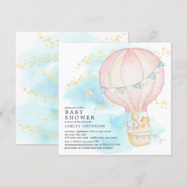 Baby Animals Hot Air Balloon Ride Baby Girl Dusche Einladung