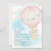 Baby Animals Hot Air Balloon Ride Baby Girl Dusche Einladung (Vorderseite)