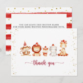 Baby Animals in Red Party Hats Dankeskarte (Vorne/Hinten)