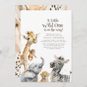 Baby Animals Jungle Safari Wild Niedlich Baby Show Einladung (Vorne/Hinten)