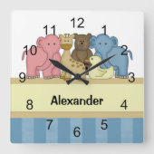 Baby Animals Kinderzimmer Quadratische Wanduhr (Vorderseite)