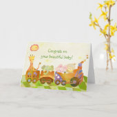 Baby Animals on Choo Train: New Baby Karte (Gelbe Blume)