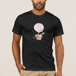 Baby Animals Safari in Pink Hot Air Ballon Shirt