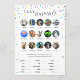 Baby Animals Shower Game Card - Sprinklen Themed Programm