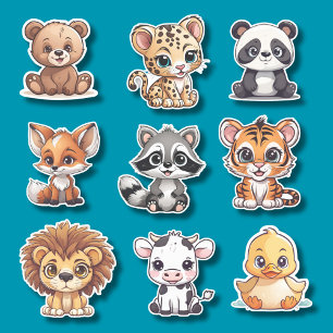 Baby Animals Waterproof Vinyl Set Aufkleber