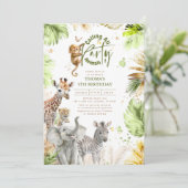 Baby Animals Wild Jungle Safari Niedlich Spaß Gebu Einladung (Stehend Vorderseite)