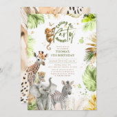 Baby Animals Wild Jungle Safari Niedlich Spaß Gebu Einladung (Vorne/Hinten)