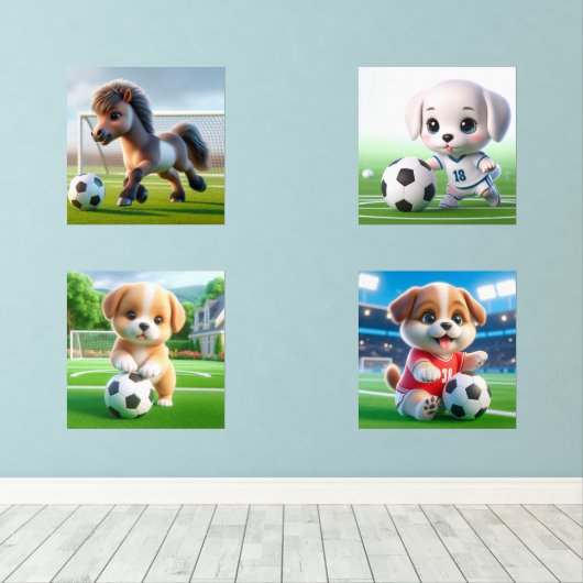 Baby Animes spielen Fußball Fußballwall Art Set (Holzboden)