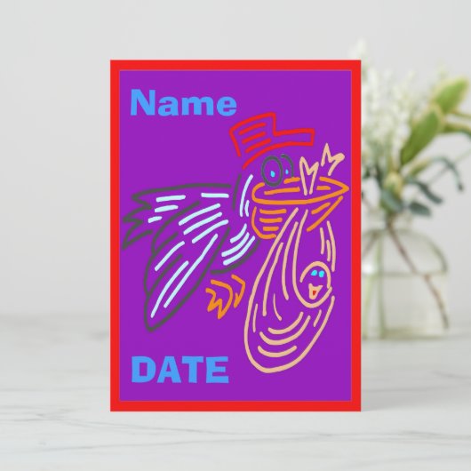 Baby-Ankündigung, Bearbeitungsname, Farben Ankündigung (Stehend Vorderseite)