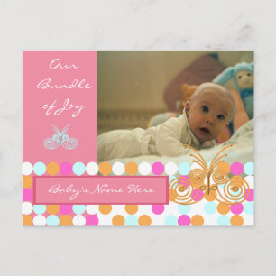 Baby-Ankündigung Rosa Ankündigungspostkarte