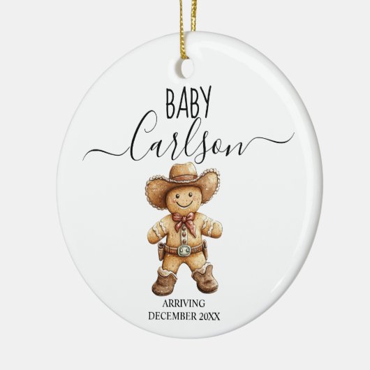 Baby Ankunft Gingerbread Cowboy Keepake Keramik Ornament (Links)