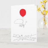 Baby Ankunft mit Red Balloon - Grußkarte Karte (Gelbe Blume)