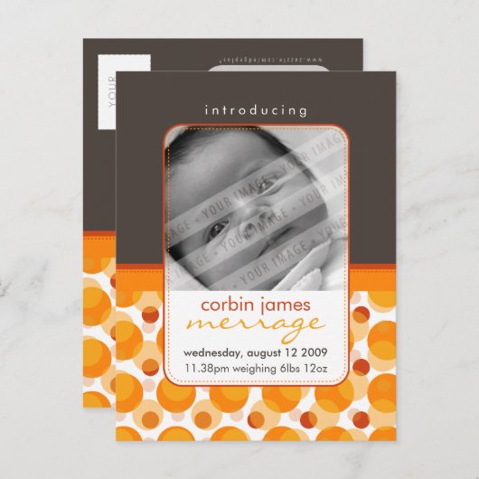 BABY ANNOCEMENT: Hallo Baby 5 Ankündigungspostkarte (Vorne/Hinten)