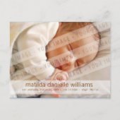 BABY ANNOCEMENT - Liebe Ankündigungspostkarte (Rückseite)