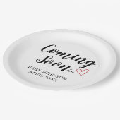Baby Announcement Coming Soon Paper Plates Pappteller (Schrägansicht)