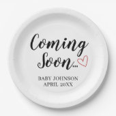 Baby Announcement Coming Soon Paper Plates Pappteller (Vorderseite)