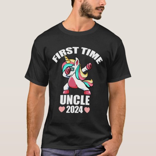 Baby Announcement Dabbing Unicorn  First Time Uncl T-Shirt (Vorderseite)