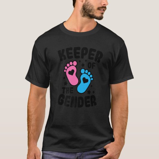 Baby Announcement Keeper Of The Gender Reveal Mom T-Shirt (Vorderseite)