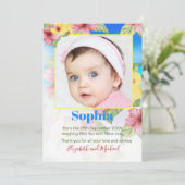 Baby Announction Foto Tropical Floral Beach Einladung (Stehend Vorderseite)