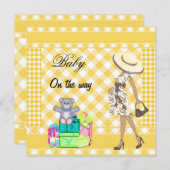 Baby Announction Yellow Karos Gingham Ankündigung (Vorne/Hinten)