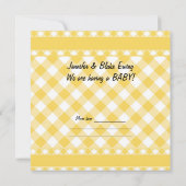 Baby Announction Yellow Karos Gingham Ankündigung (Rückseite)