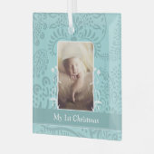 Baby Aqua Tiny T-Shirt Foto Ornament (Vorderseite links)