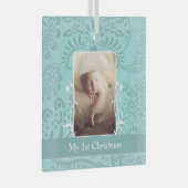 Baby Aqua Tiny T-Shirt Foto Ornament (Vorderseite Rechts)